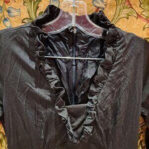 Vintage black long sleeve night gown robe dress circa 1968 to 1984